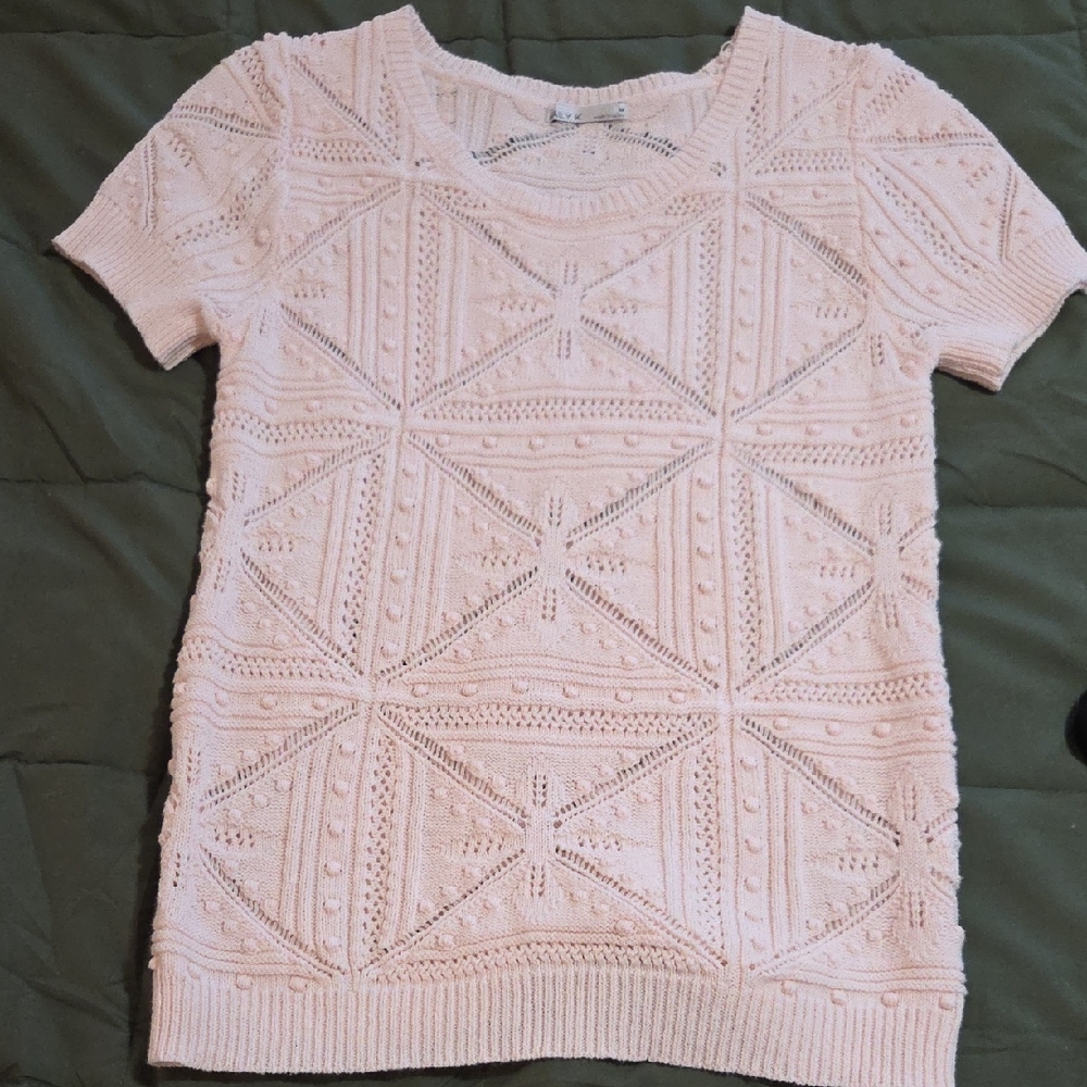 Pink Textured Knit Women's Top